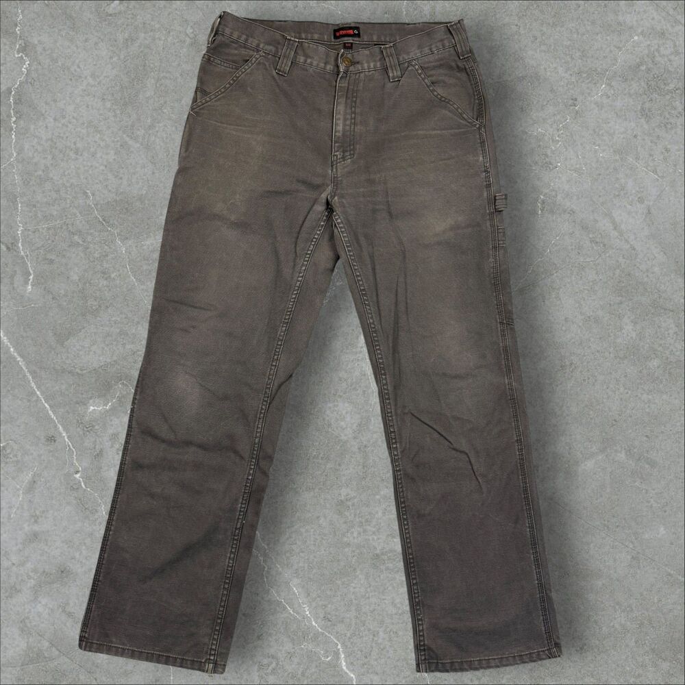 Wolverine Canvas Carpenter Pants Dark Grey Faded Workwear - 34x30